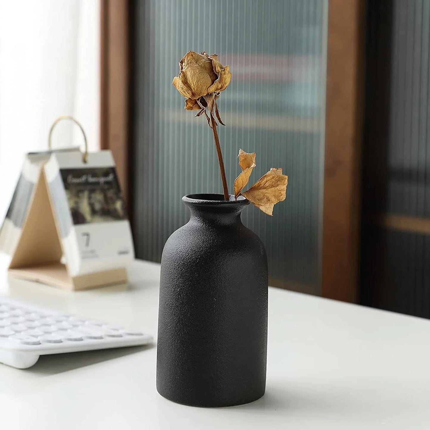 Flower Vase Promotion Sale! Ceramic Vase Set Decoration Household Living Room Flower Arrangement Modern Flower Apparatus Three Piece Set White Vase Decoration, Home Decor Clearance Sale Black