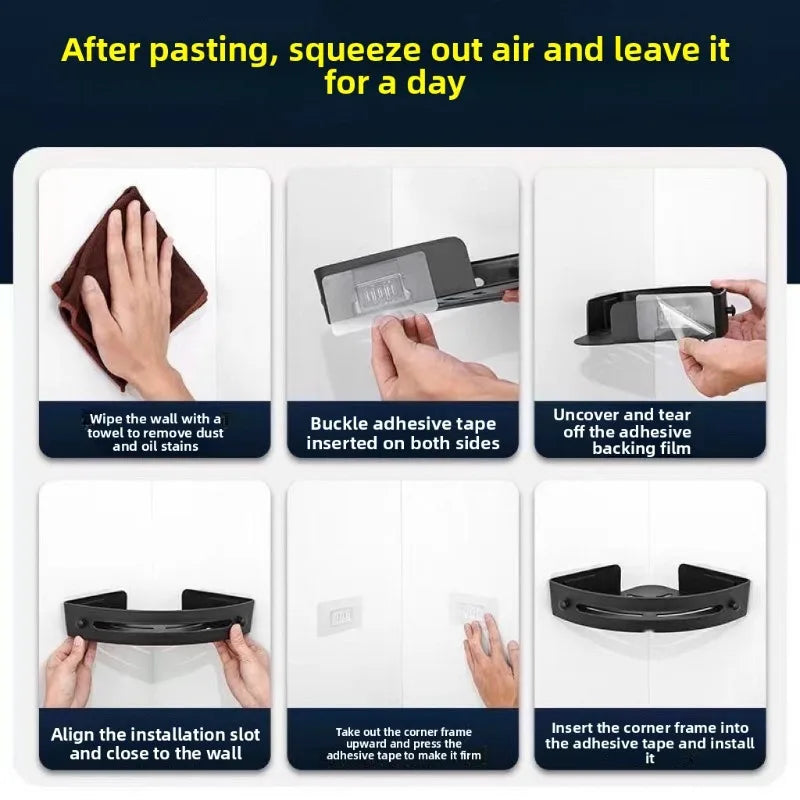 Strong Adhesive No Drill Shower Shelf Storage Wall Mount