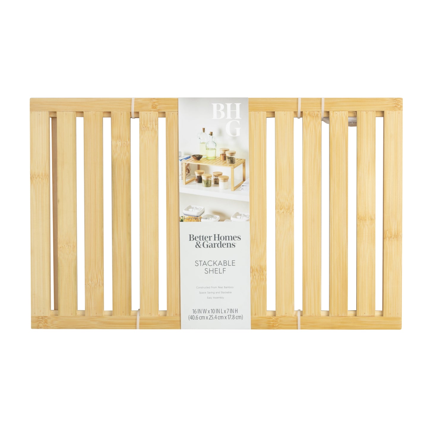 Bamboo Stackable Shelf, Natural Bamboo Color