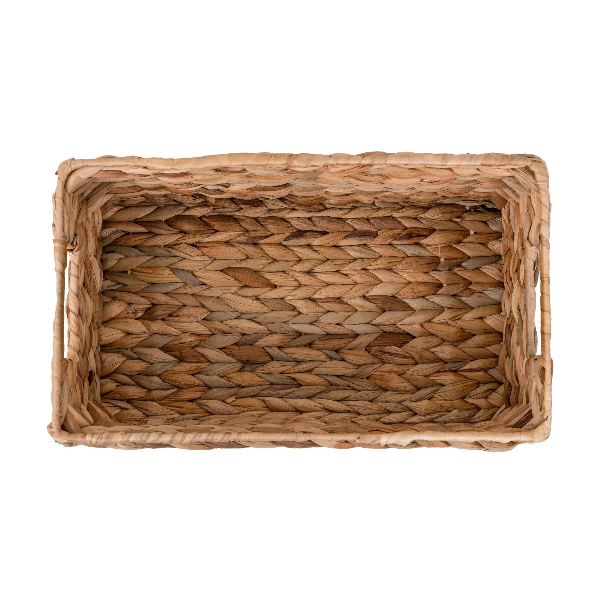 3-Piece Natural Woven Water Hyacinth Decorative Storage Basket Set, 16 in X 7 in X 6 In