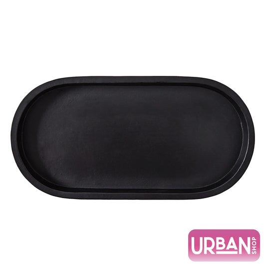 (2 Pack)  Black Ceramic Oval Tray, 11.8" W
