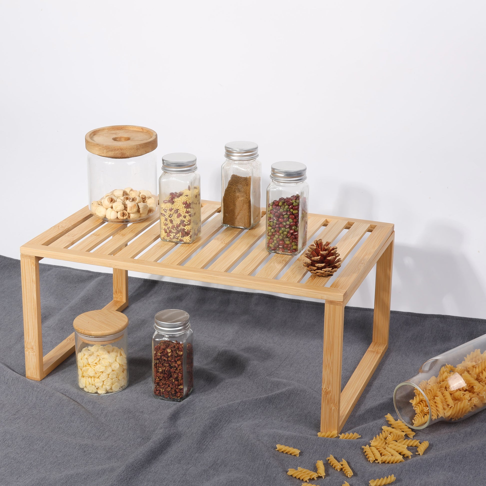 Bamboo Stackable Shelf, Natural Bamboo Color