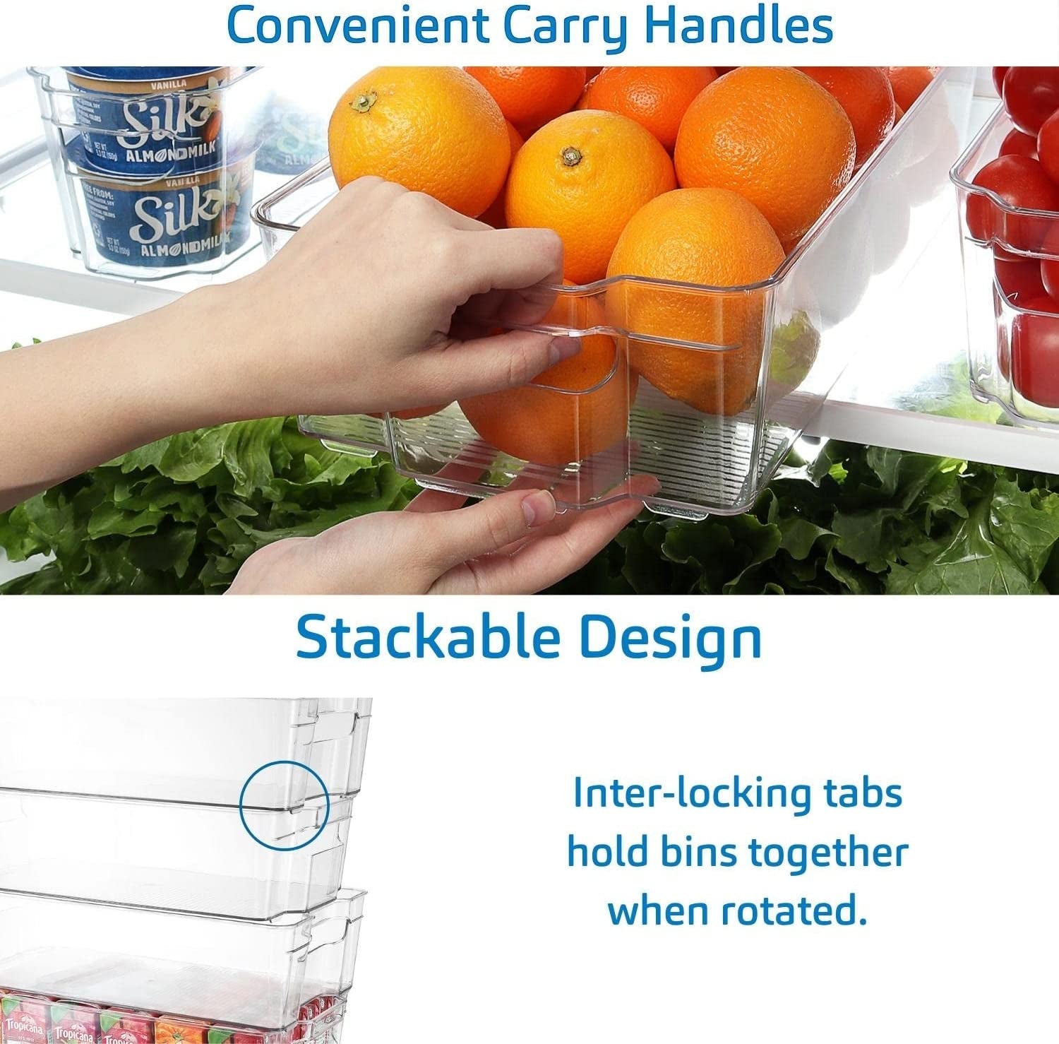 Fridge Organizer - 14 Piece Refrigerator Organizer Bins - Stackable Freezer Organizer - Clear Refrigerator Organizer - Acrylic Fridge Bins, 
