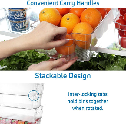 Fridge Organizer - 14 Piece Refrigerator Organizer Bins - Stackable Freezer Organizer - Clear Refrigerator Organizer - Acrylic Fridge Bins, 