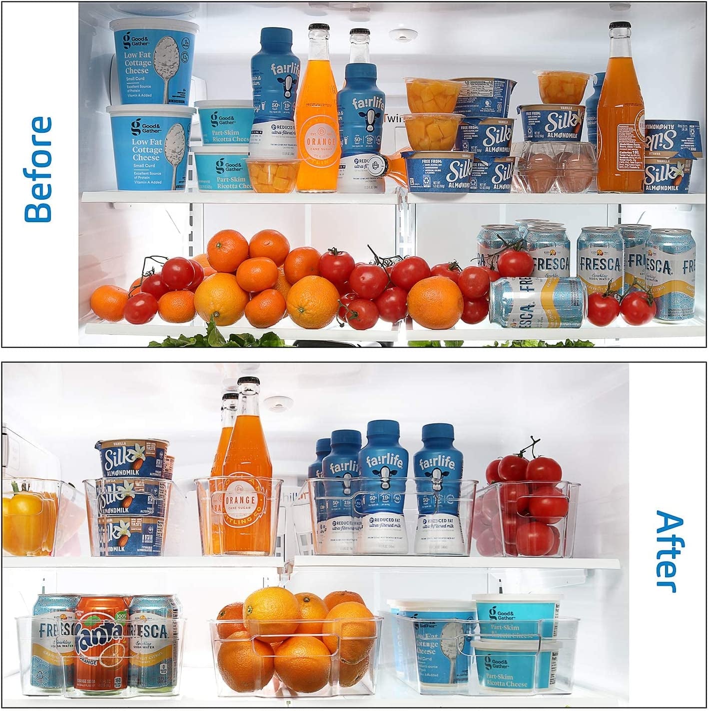 Fridge Organizer - 14 Piece Refrigerator Organizer Bins - Stackable Freezer Organizer - Clear Refrigerator Organizer - Acrylic Fridge Bins, 