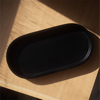 (2 Pack)  Black Ceramic Oval Tray, 11.8" W