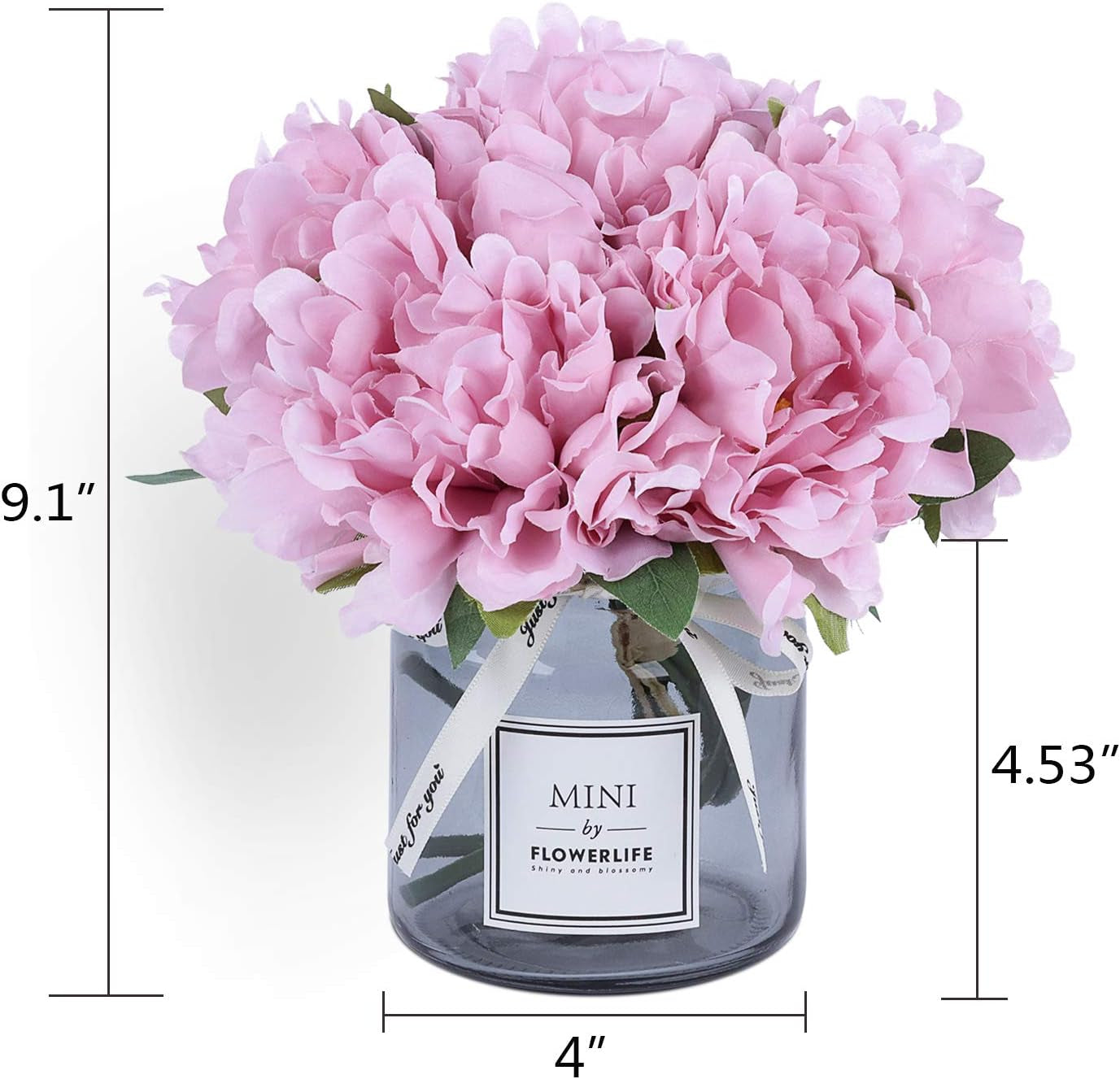 Artificial Peony and Glass Vase