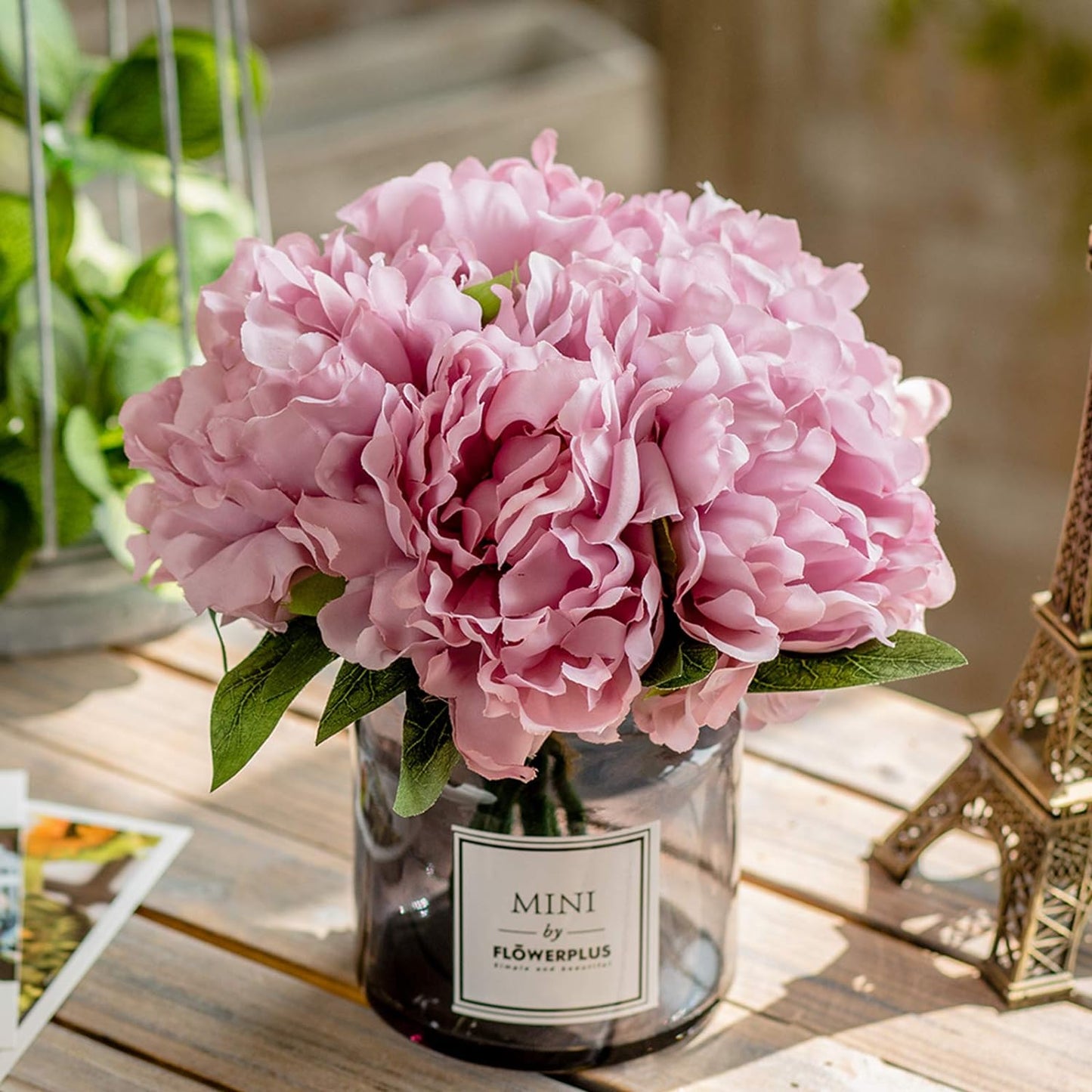 Artificial Peony and Glass Vase