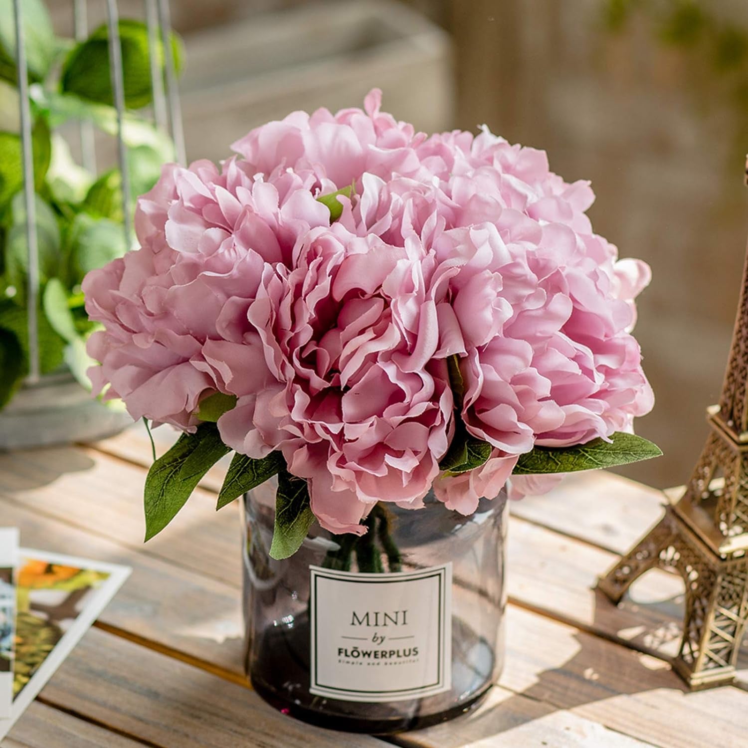 Artificial Peony and Glass Vase