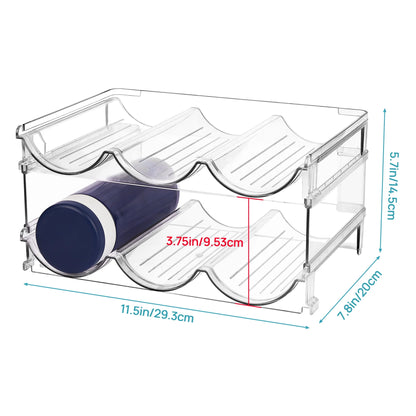 4 Pack Stackable Bottle Holder Storage Rack, Plastic Water Bottle Organizer, Clear