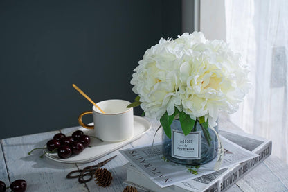 Artificial Peony and Glass Vase Decoration, Artificial Flower & Glass Bottle Set