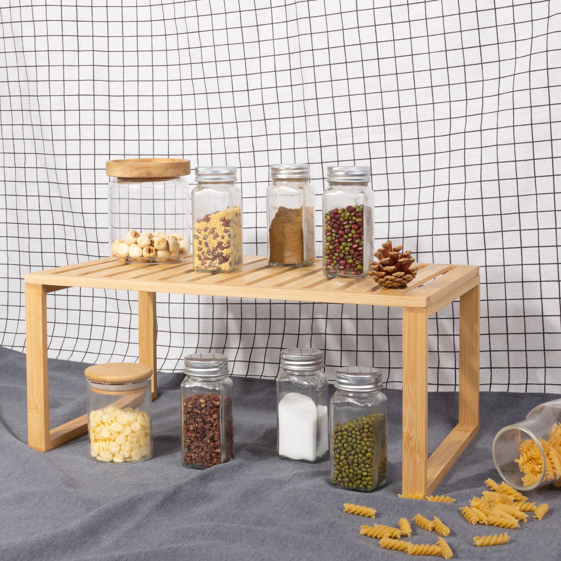 Bamboo Stackable Shelf, Natural Bamboo Color