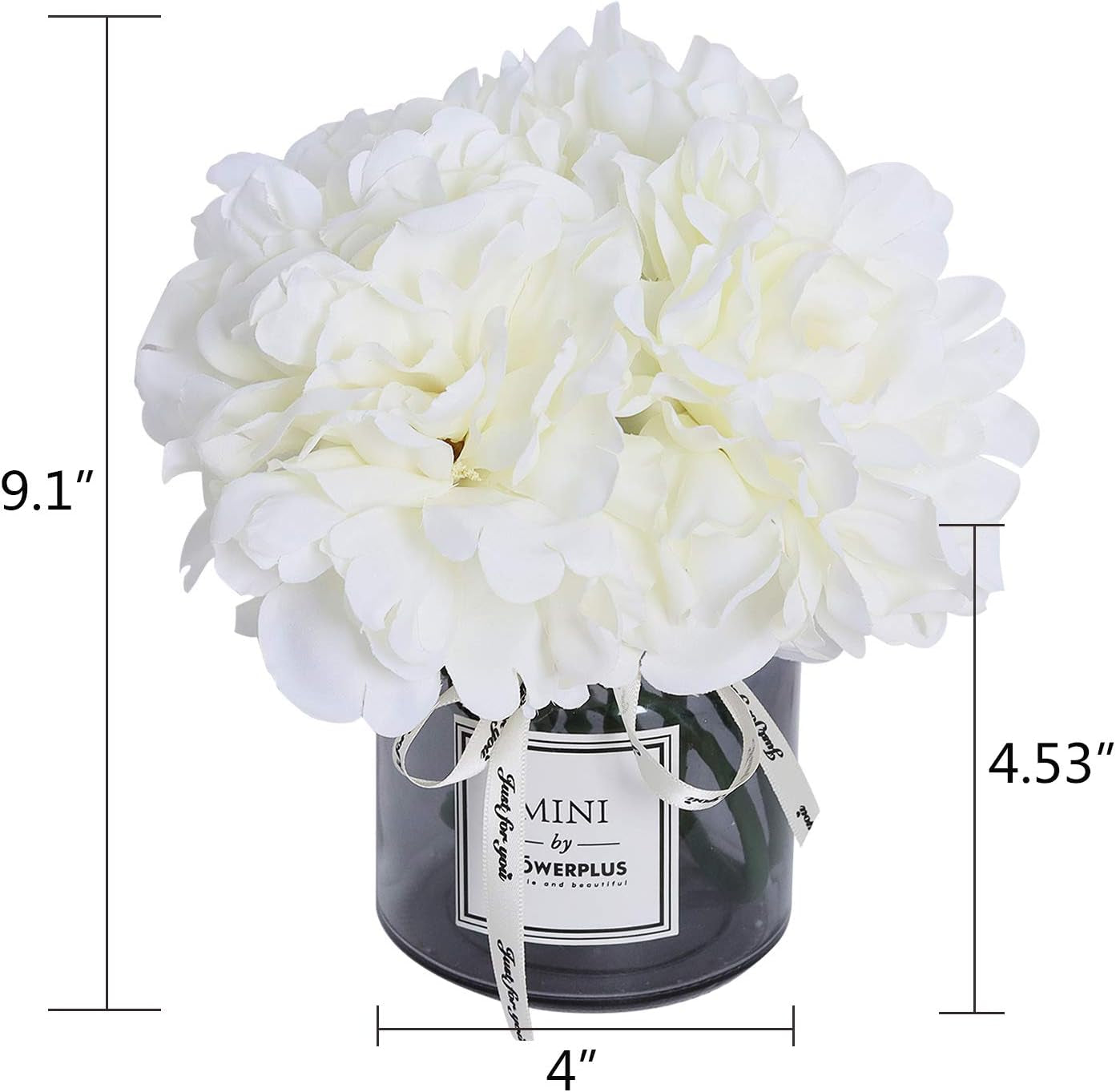 Artificial Peony and Glass Vase Decoration, Artificial Flower & Glass Bottle Set