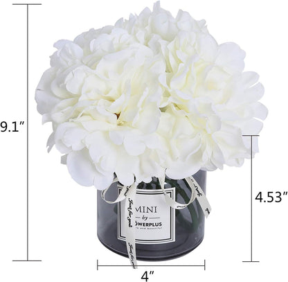 Artificial Peony and Glass Vase Decoration, Artificial Flower & Glass Bottle Set