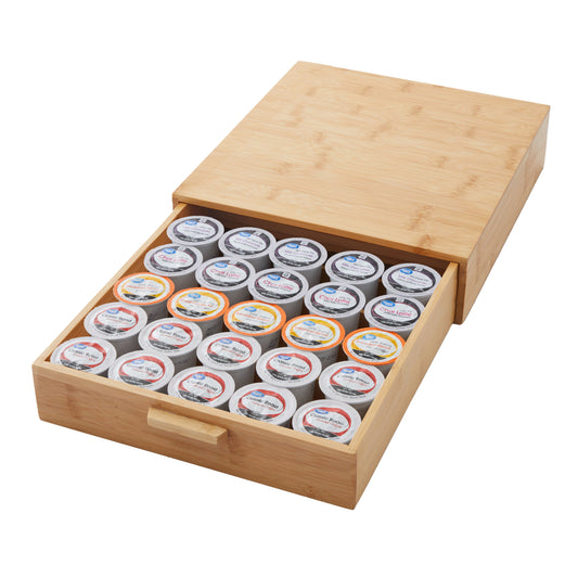 25 Capacity 3" H Bamboo K-Cup and Beverage Organizer