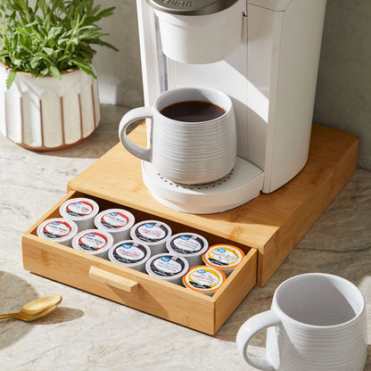25 Capacity 3" H Bamboo K-Cup and Beverage Organizer