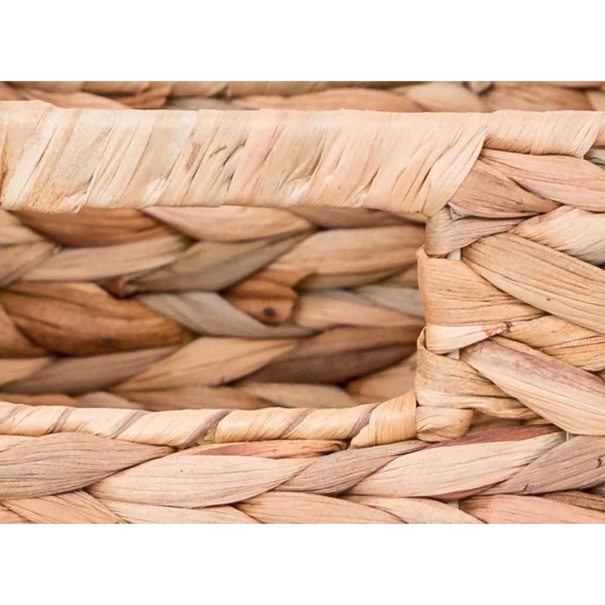 3-Piece Natural Woven Water Hyacinth Decorative Storage Basket Set, 16 in X 7 in X 6 In