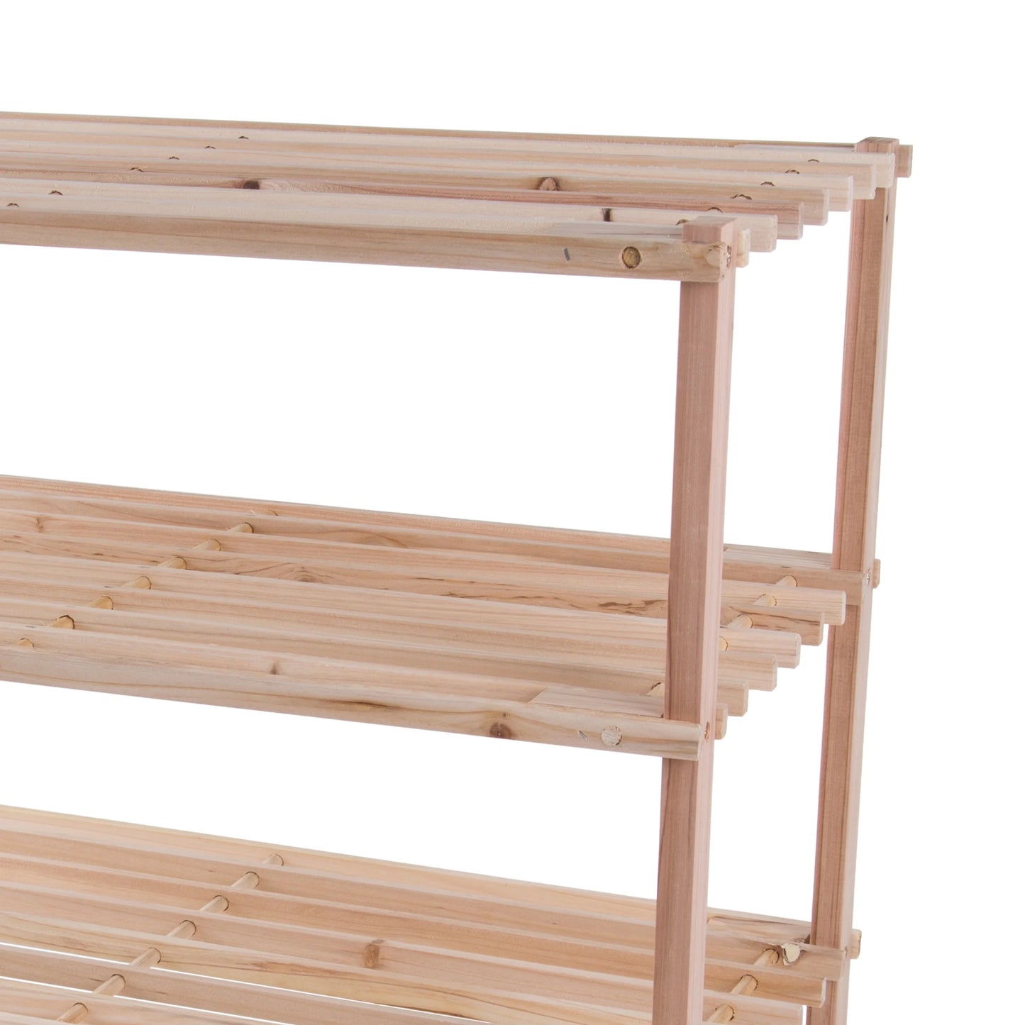 4-Tier Wooden Shoe Rack Organizer - 25"X26" Sturdy Shoe Shelf Organizer Holds 12 Pairs, (Light Oak)
