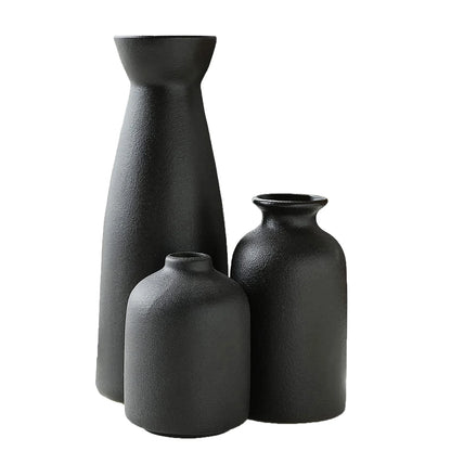 Flower Vase Promotion Sale!  Ceramic Vase Set Decoration Household Living Room Flower Arrangement Modern Flower Apparatus Three Piece Set White Vase Decoration, Home Decor Clearance Sale Black