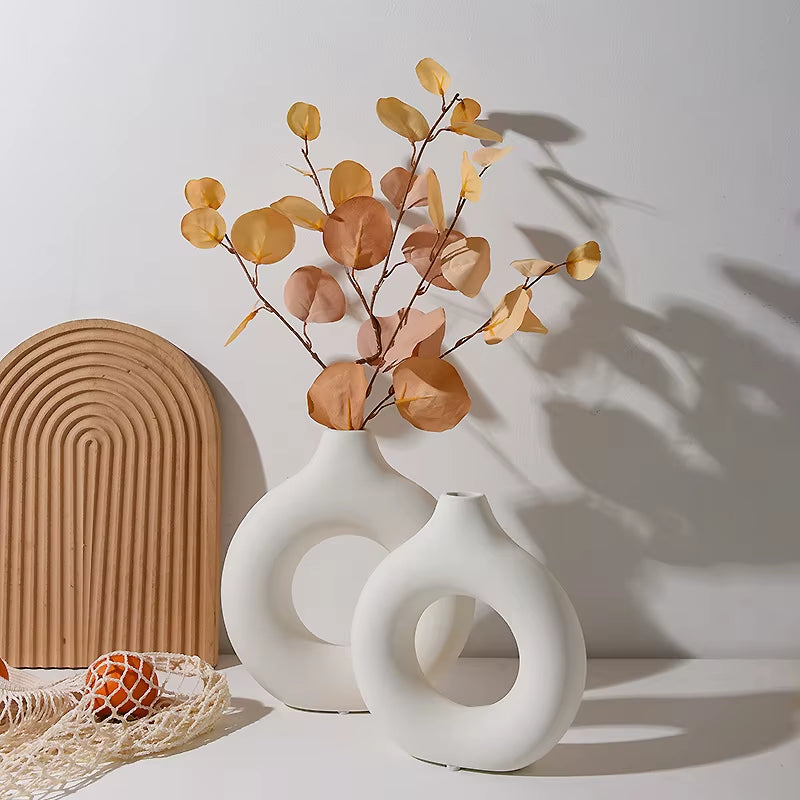 Nordic White Flower Vase Designed Plastic 