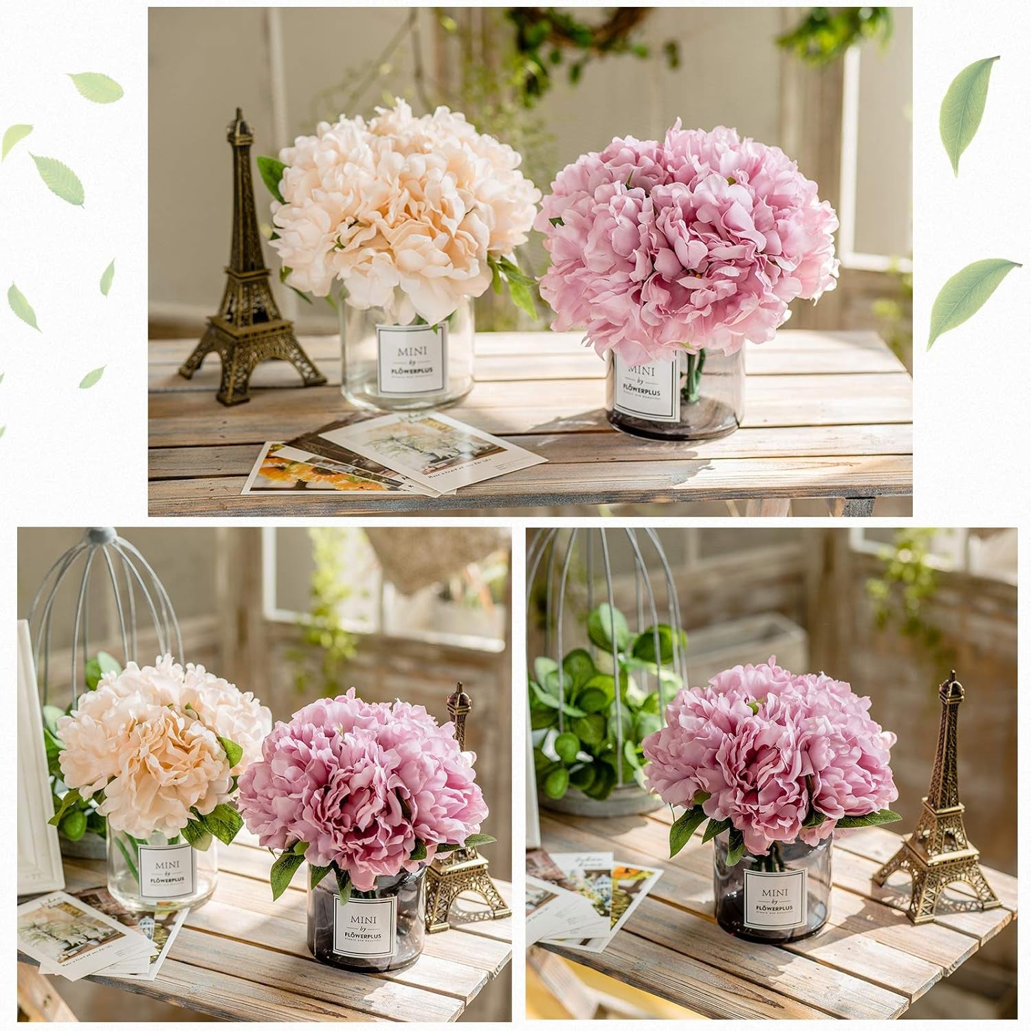 Artificial Peony and Glass Vase