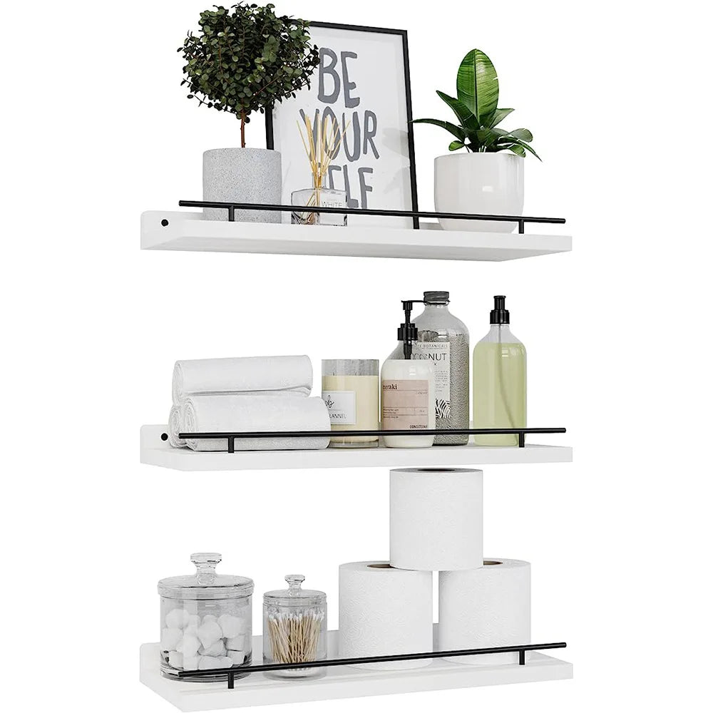 Floating Wooden Shelves Storage Rack 