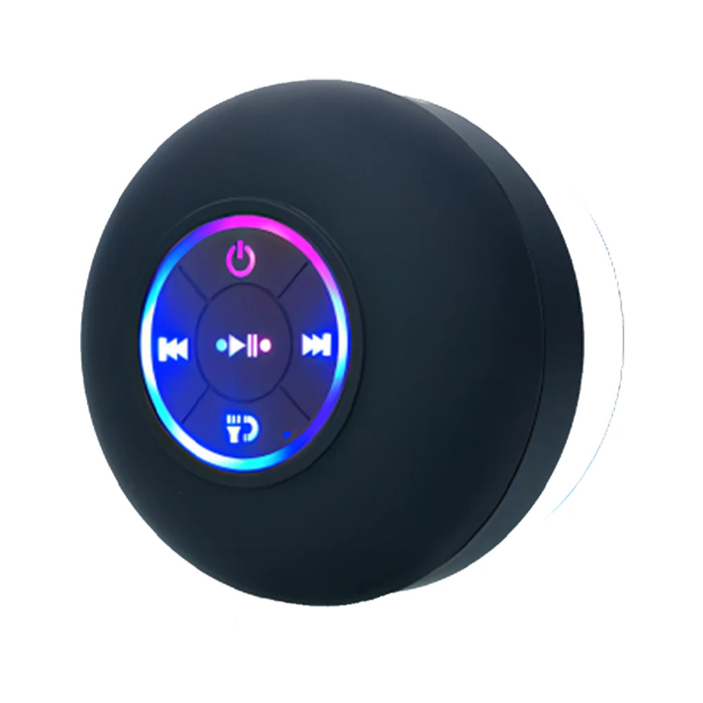LED Light Wireless Bluetooth Speaker, IPX4 Waterproof with Suction Cup, Mini Portable Stereo Loudspeaker for Outdoor & Bathroom