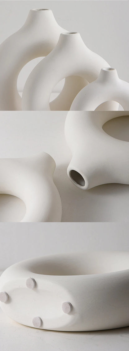 Nordic White Flower Vase Designed Plastic 