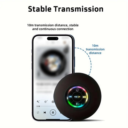 LED Light Wireless Bluetooth Speaker, IPX4 Waterproof with Suction Cup, Mini Portable Stereo Loudspeaker for Outdoor & Bathroom