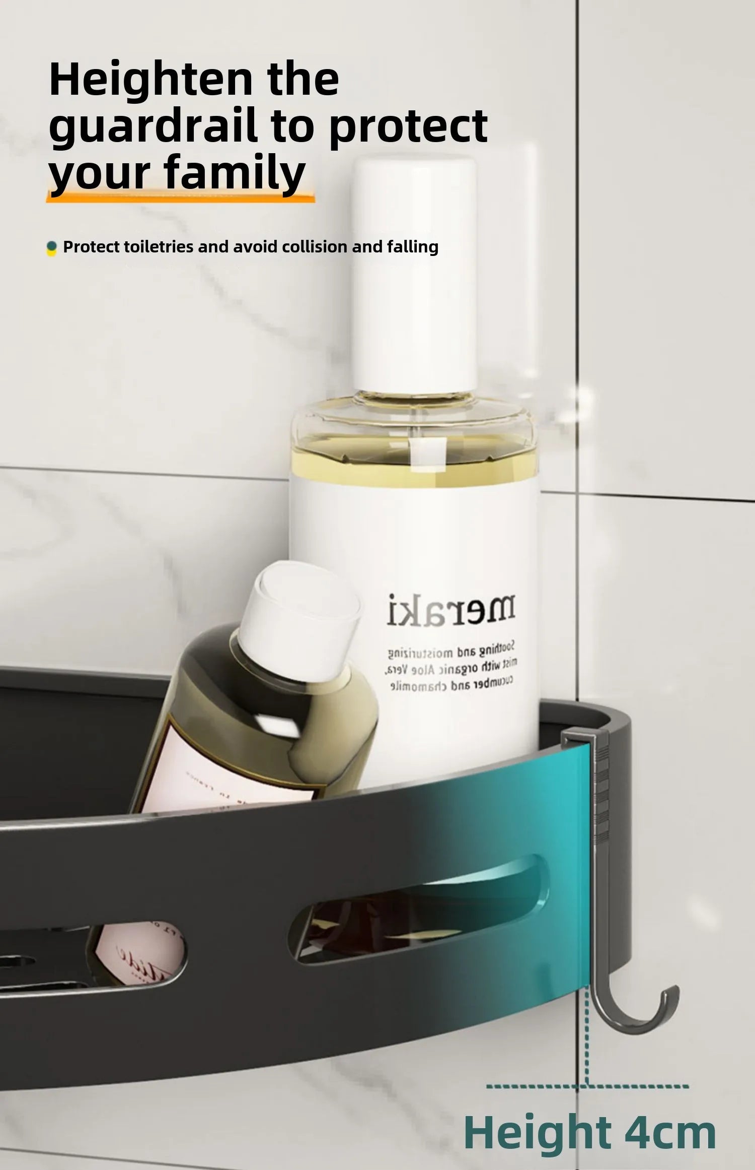 Strong Adhesive No Drill Shower Shelf Storage Wall Mount