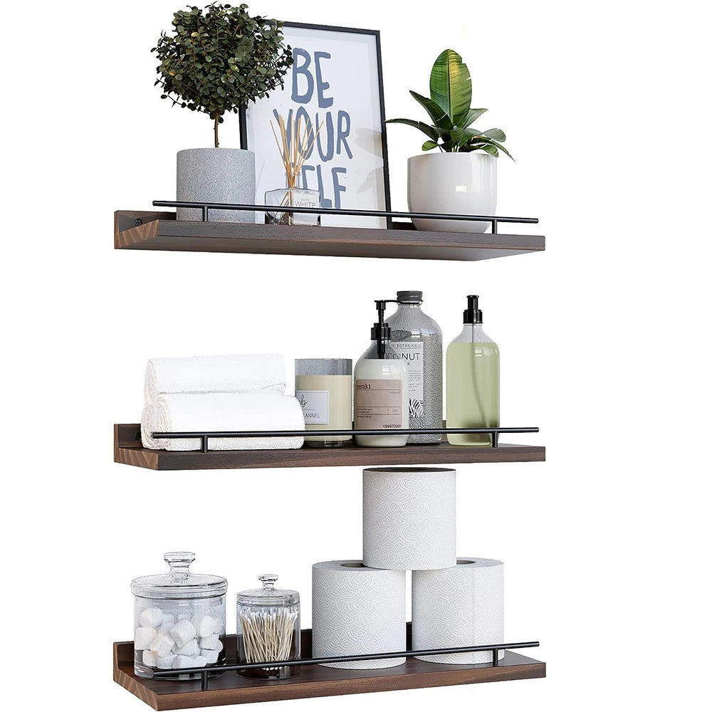 Floating Wooden Shelves Storage Rack 