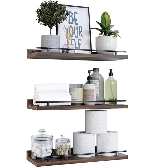 Floating Wooden Shelves Storage Rack 