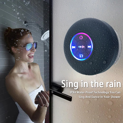 LED Light Wireless Bluetooth Speaker, IPX4 Waterproof with Suction Cup, Mini Portable Stereo Loudspeaker for Outdoor & Bathroom