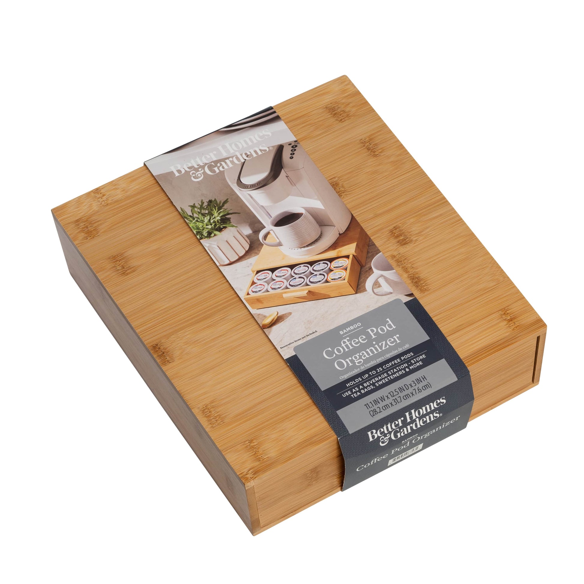 25 Capacity 3" H Bamboo K-Cup and Beverage Organizer