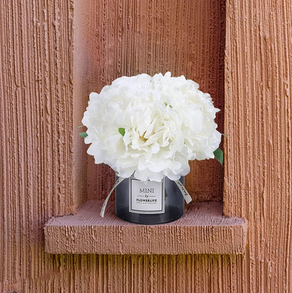 Artificial Peony and Glass Vase Decoration, Artificial Flower & Glass Bottle Set
