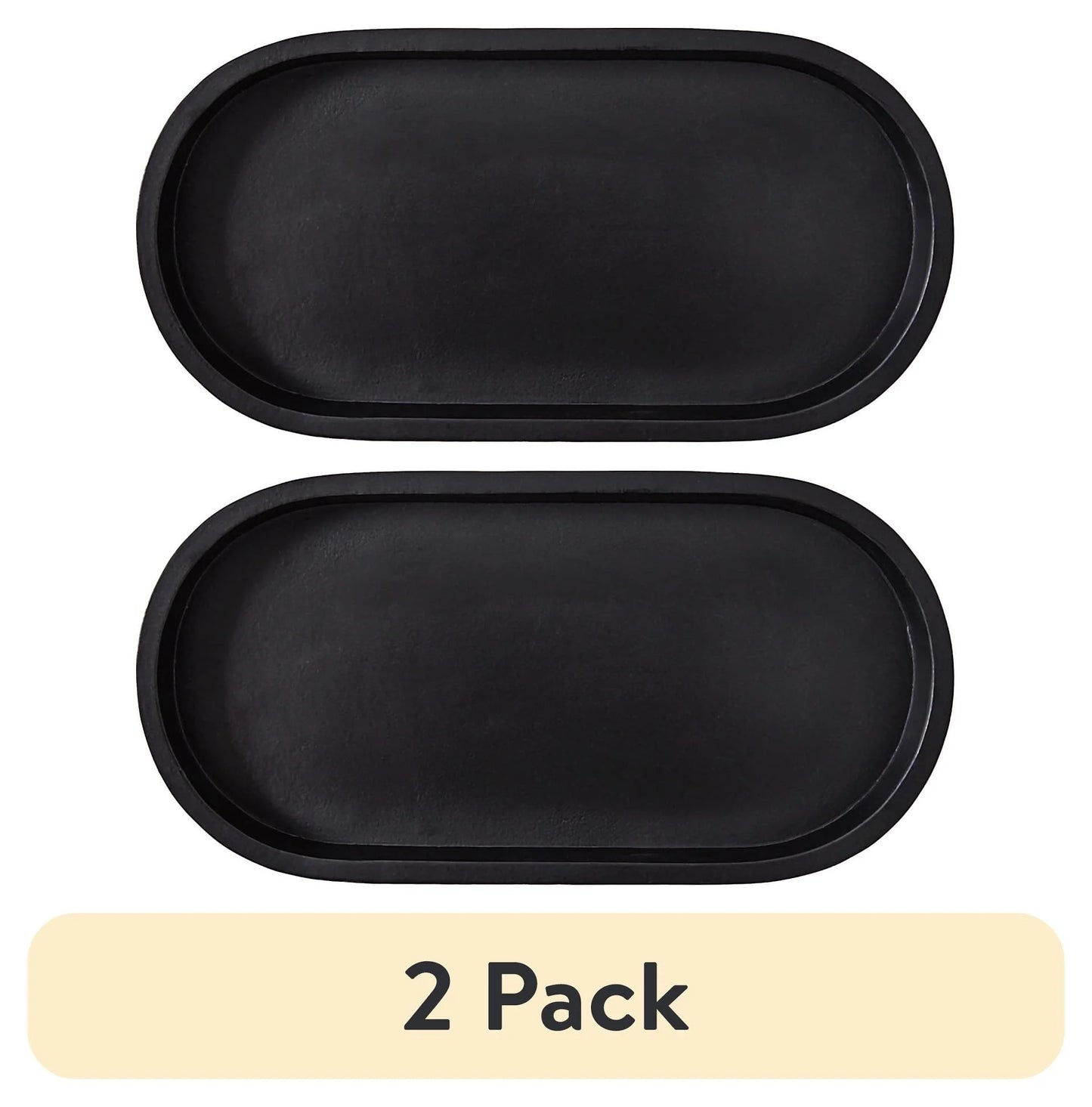(2 Pack)  Black Ceramic Oval Tray, 11.8" W