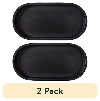 (2 Pack)  Black Ceramic Oval Tray, 11.8" W