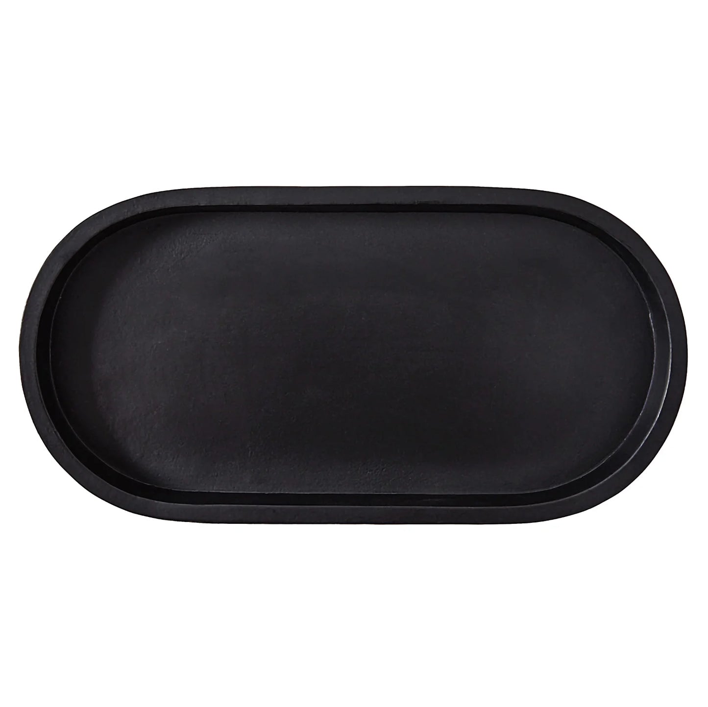 (2 Pack)  Black Ceramic Oval Tray, 11.8" W
