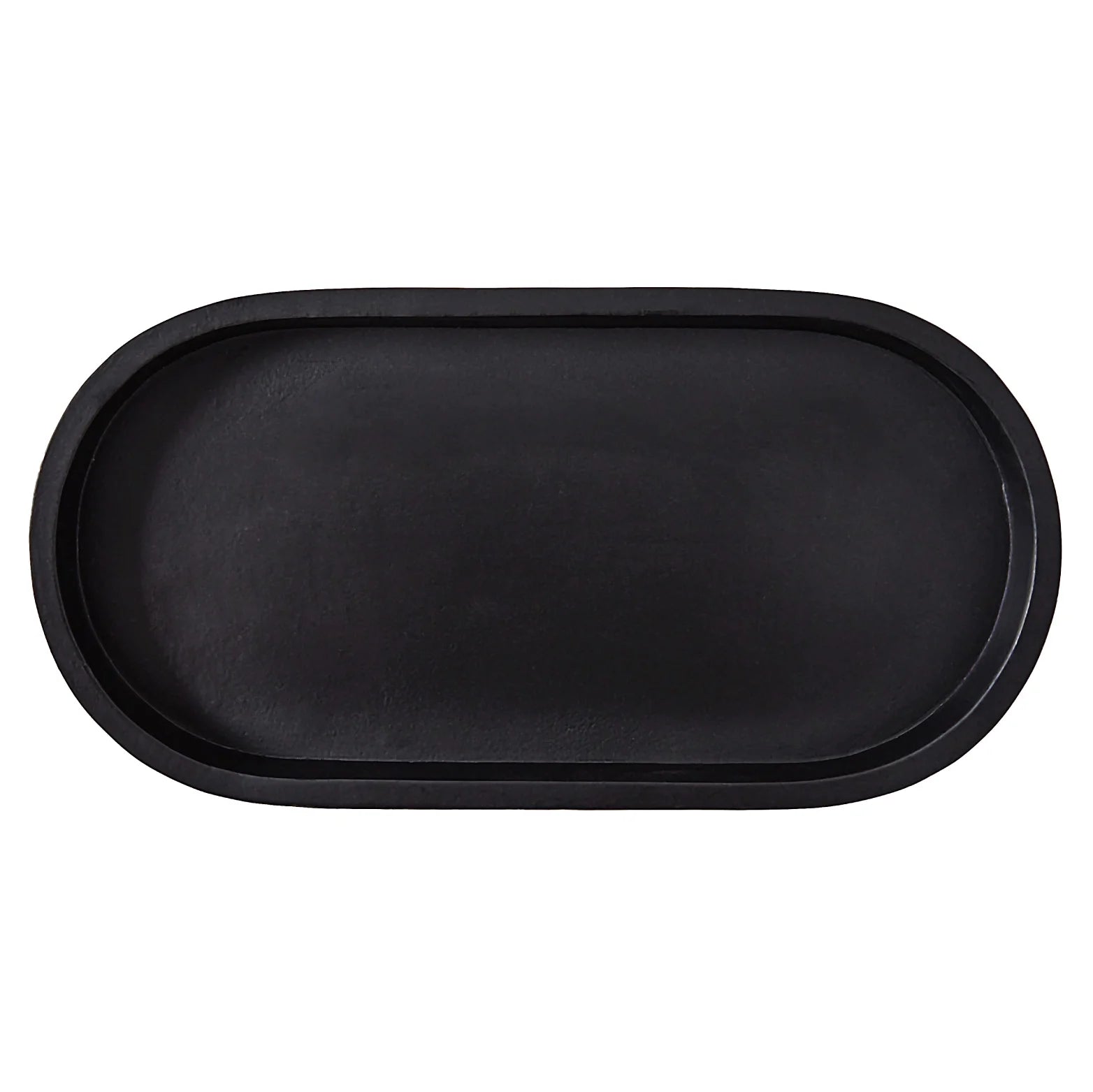 (2 Pack)  Black Ceramic Oval Tray, 11.8" W