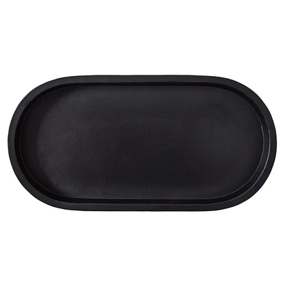 (2 Pack)  Black Ceramic Oval Tray, 11.8" W
