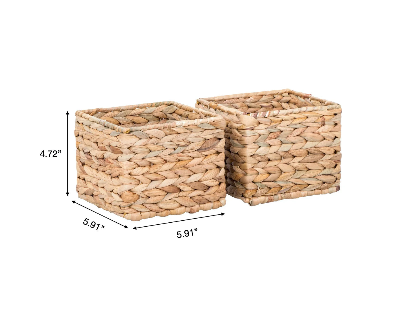 3-Piece Natural Woven Water Hyacinth Decorative Storage Basket Set, 16 in X 7 in X 6 In