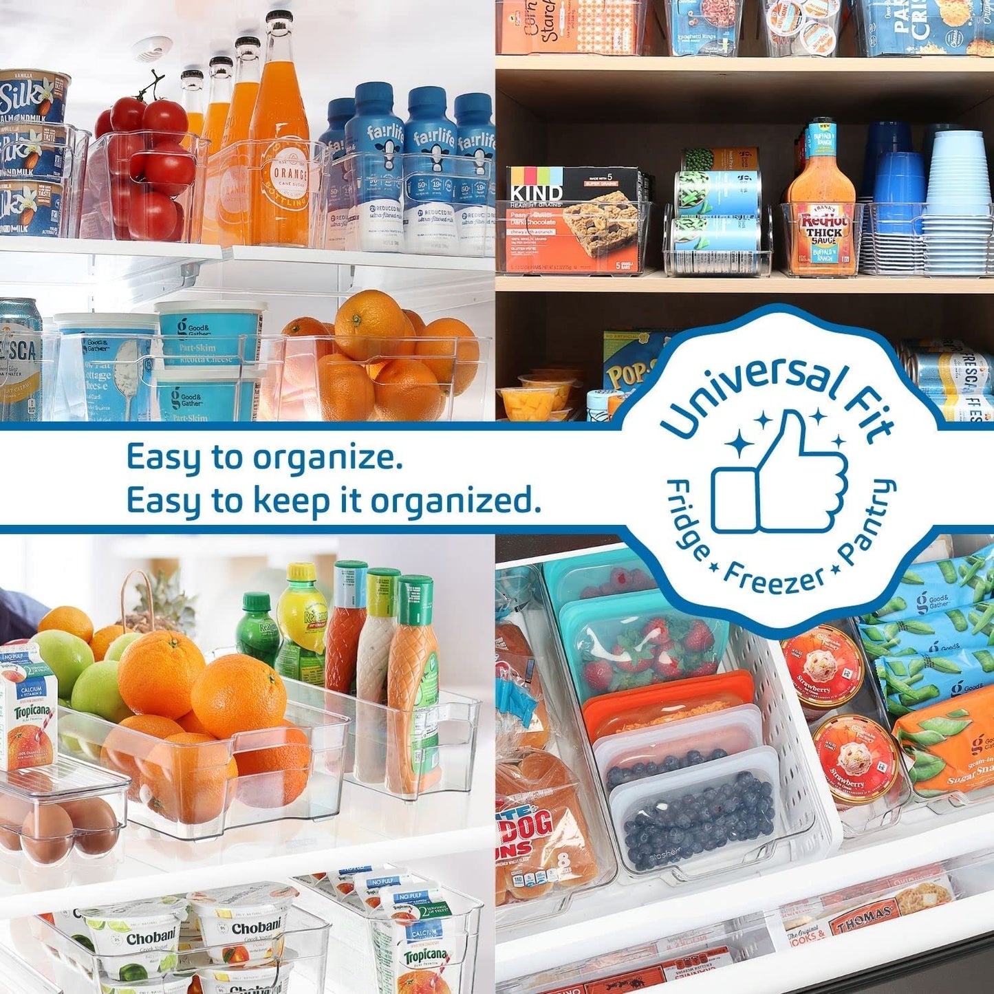 Fridge Organizer - 14 Piece Refrigerator Organizer Bins - Stackable Freezer Organizer - Clear Refrigerator Organizer - Acrylic Fridge Bins, 