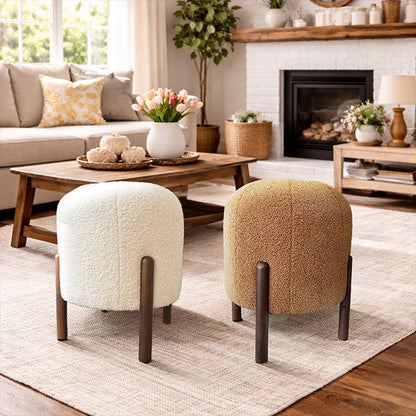 Plush Boucle Drum Ottoman