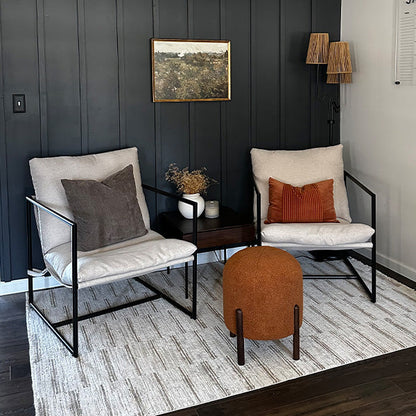 Plush Boucle Drum Ottoman