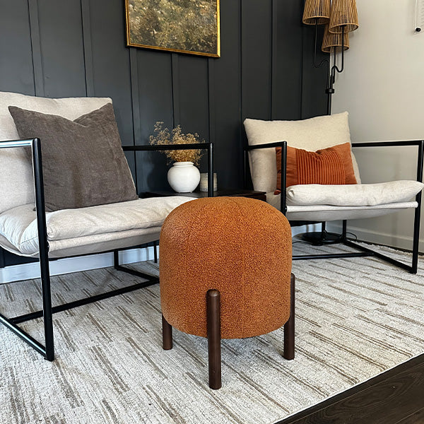 Plush Boucle Drum Ottoman